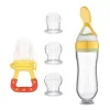 silicone feeding bottle, feeding bottle, feeding bottle with spoon