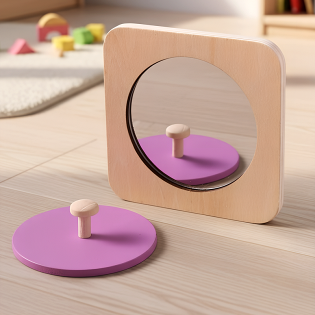 montessori mirror, montessori puzzle, peekaboo mirror