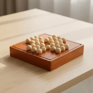Wooden Marble Solitaire Fun Family Board Game