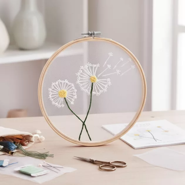 embroidery kit, flower embroidery kit, embroidery starter kit, embroidery hoop