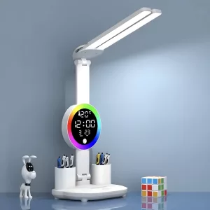 multifunctional desk lamp, reading light, desk lamp with fan, cooling fan, clock display
