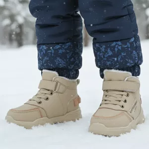 Plush Warm Sneaker Boots Thermal Anti-Slip Winter Shoes with Thick Sole for Kids