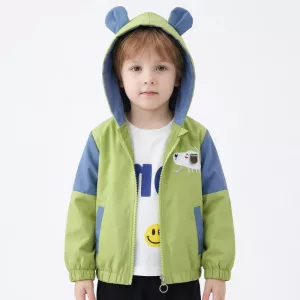 Cute Animal Hooded Windbreaker Jacket Stylish Lightweight Raincoat for Kids