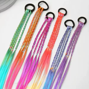 6pcs Colourful Braid Hair Scrunchie Set for Kids