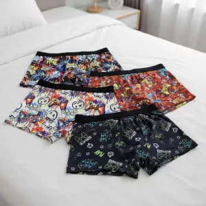 5pcs Fun Boxer Panties Breathable Underwear for Boys