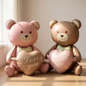 2pcs Cute Heart Bear Foil Balloon Birthday Decoration